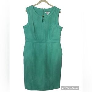 Liz Claiborne Womens Mint Green Split V
Neck Textured Zip Back Sheath Dress 14
